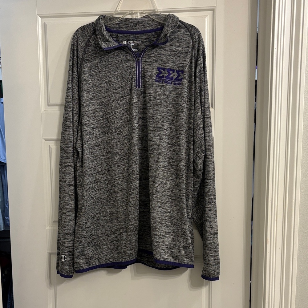 Holloway Heather Gray and Purple Quarter-Zip Pullover SIGMA SIGMA SIGMA SORORITY